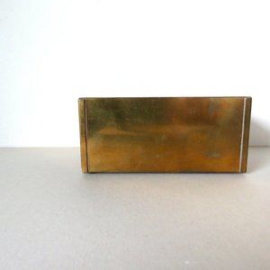 Planter Box Rectangle Brass Turquoise Patina Enamel Bump Feet MCM Table Centerpi